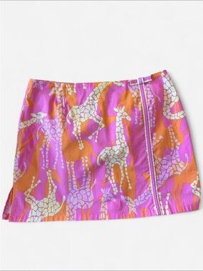 Lilly Pulitzer Pink & Orange Giraffe Print Mini Skort - Size 8